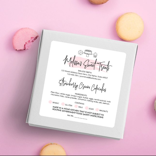 Hütte Law Label Zuhause Bakery Ingredients Aufkleb Quadratischer Aufkleber (Von Creator hochgeladen)