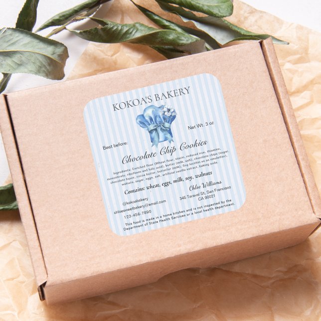 Hütte Law Label Zuhause Bakery  Koch Hat Quadratischer Aufkleber (Von Creator hochgeladen)