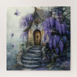 Hütte Märchenhof mit Lila Wisteria Puzzle