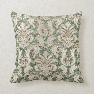 Hütte Minze Green Damask Gray Pearly Glitzer Kissen