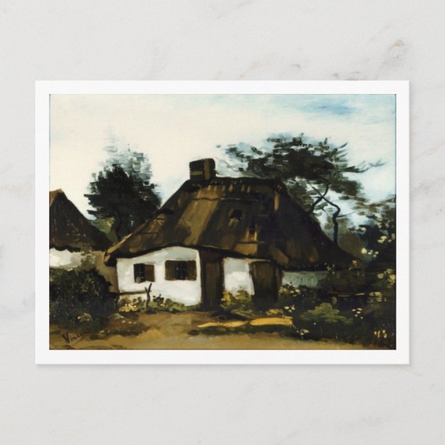 Hütte mit Bäumen, Vincent van Gogh Postkarte (Vorderseite)