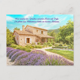Hütte mit Lavendel Garden Landschaft Feiertagspostkarte