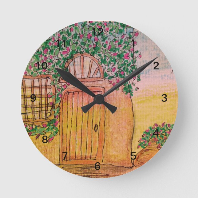 Hütte mit Weinbergen Runde Wanduhr (Vorderseite)
