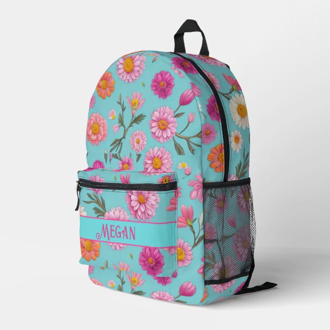 Hütte-Mittelblütenblütenblütenfarben Rosa Blume Bedruckter Rucksack (Rückseitige Ecke Rechts)