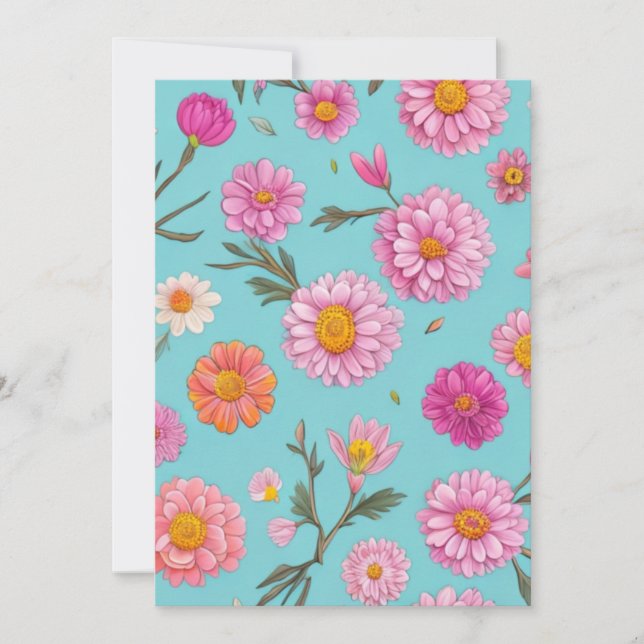 Hütte-Mittelblütenblütenblütenfarben Rosa Blume Einladung (Vorderseite)