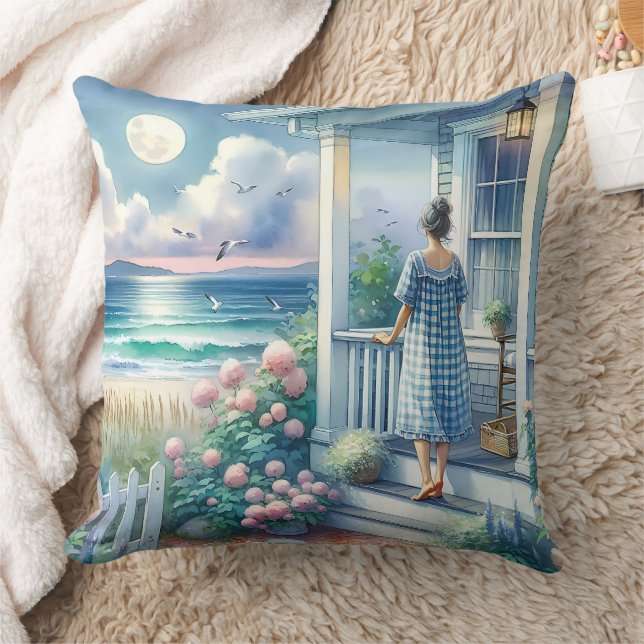 Hütte Moonlit Porch am Meer Kissen (Decke)