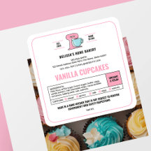 Hütte-Recht-Etikett Rosa Weißes Bäckereiaufkleber