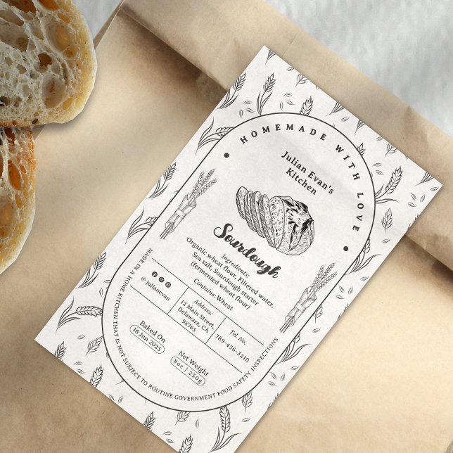 Hütte Rechteckiger Aufkleber (Simple Black & White Sourdough Cottage Law Label)
