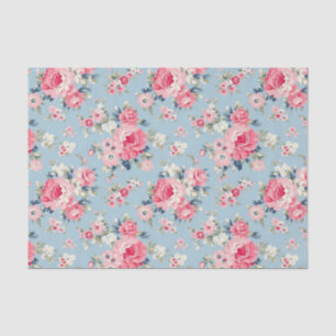 Hütte Rosa Rosen auf blauem Hintergrund Seidenpapier