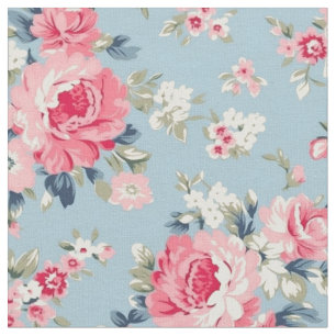 Hütte Rosa Rosen auf blauem Hintergrund Stoff