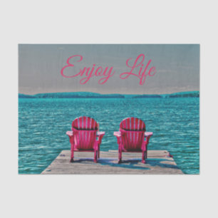 Hütte Rustikale Adirondack-Stühle Aquamarin Lebens Seidenpapier