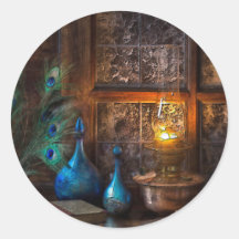 Hütte rustikale Lampenlichtszene braun blau Creme