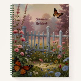 Hütte Sommerblumenzaun Schmetterlinge Notizbuch
