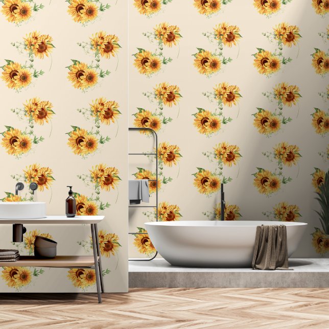 Hütte Sonnenblumen Tapete (Badezimmer)