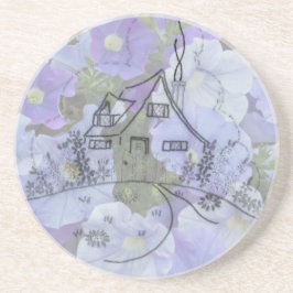 Hütte Stickerei & Petunias Sandstein Untersetzer