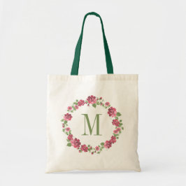 Hütte Stil florrosa Rosen Kränze Monogramm Tragetasche