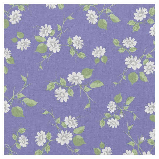 Hütte Style Periwinkle Floral Daisy Stoff (Nahaufnahme)