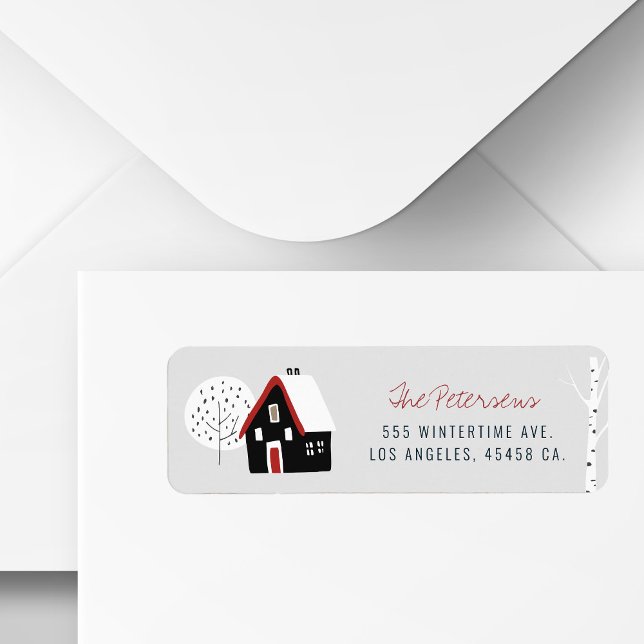 Hütte und Baum moderner, minimalistischer Winterur (Von Creator hochgeladen)