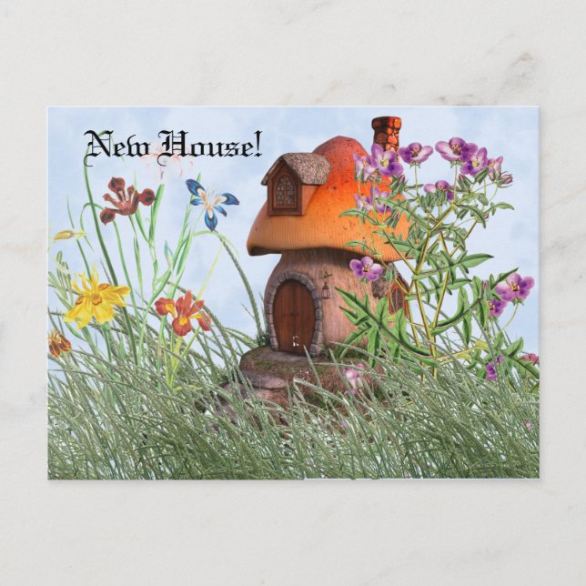 Hütte und Blume im Märchen Postkarte (Vorderseite)