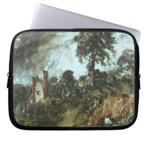 Hütte unter Bäumen mit einem Sandbank, c.1830-36 Laptopschutzhülle