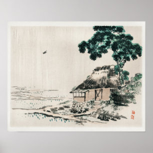 Hütte unter dem Baum von Kōno Bairei (1844-1895) Poster