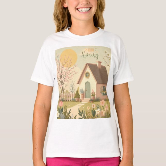 Hütte von Blumen/Frühling T-Shirt (Vorderseite)