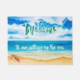 Hütte Watercolor Ocean Shore Fußmatte