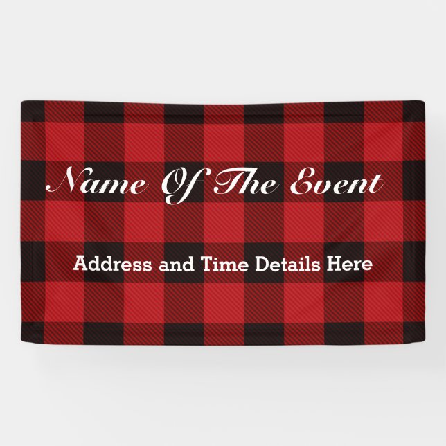 Hütte Weihnachten karierter Roter Büffel Lumberjac Banner (Horizontal)