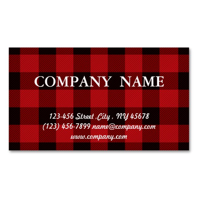 Hütte Weihnachten Roter Büffel Lumberjack kariert Magnetische Visitenkarte (Vorderseite)