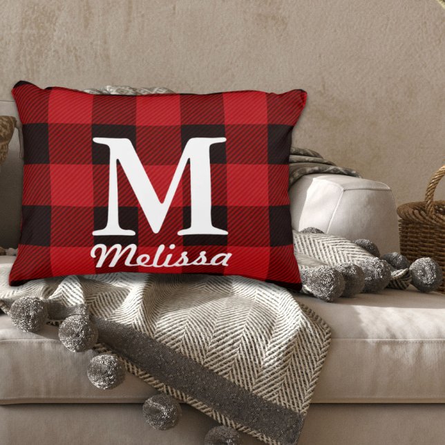Hütte Weihnachten Roter Büffel Lumberjack kariert Zierkissen (cottage Christmas Red buffalo lumberjack plaid Decorative Pillow)