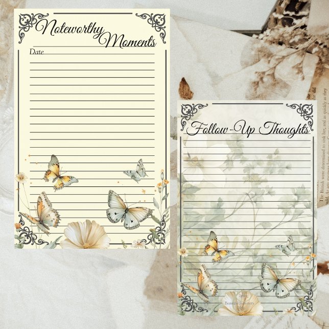 Hütte Wildblumen Weich gelbe Binder Hinweis Seite (Cottage Wildflowers Soft Yellow Binder Journal Note Page)