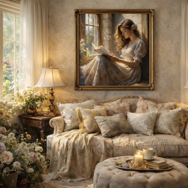 Hütte Window Revere Romantische Lesekennzeichnung Seidenpapier (Cottage Window Reverie Romantic Reading Decoupage Tissue Paper)