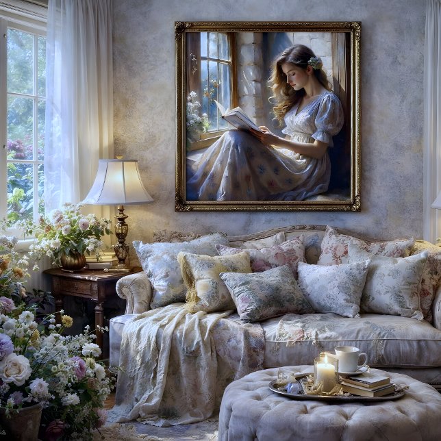 Hütte Window Revere Romantische Lesekennzeichnung Seidenpapier (Cottage Window Reverie Romantic Reading Decoupage Tissue Paper)