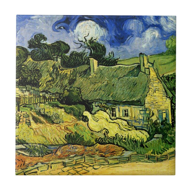 Hütten, Cordeville von Vincent van Gogh Fliese (Vorderseite)