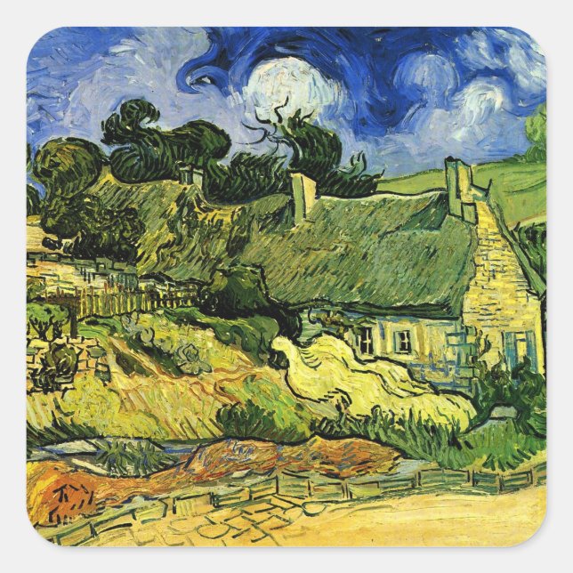 Hütten, Cordeville von Vincent van Gogh Quadratischer Aufkleber (Vorderseite)