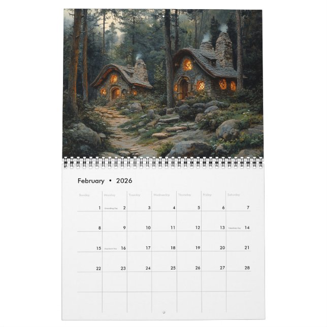 Hütten der Waldlandschaften Kalender (Feb 2026)