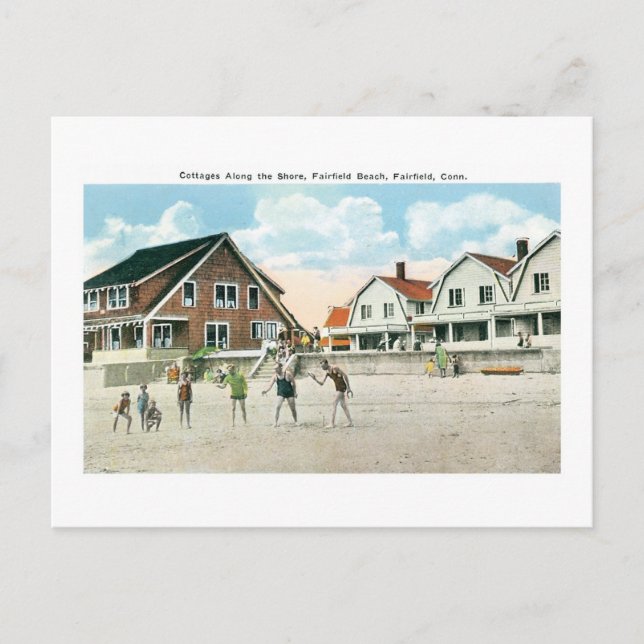 Hütten entlang der Küste, Fairfield, Conneticut Postkarte (Vorderseite)