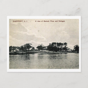 Hütten entlang der Seatuck, Ost Port, NY Vintag Postkarte