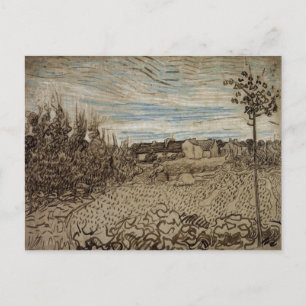 Hütten, Frau im Vordergrund, Vincent van Gogh Postkarte
