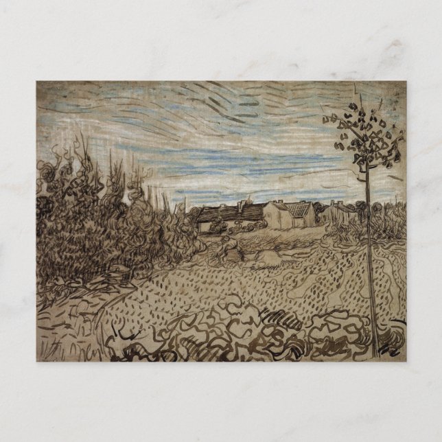 Hütten, Frau in Foreground, Vincent van Gogh Postkarte (Vorderseite)