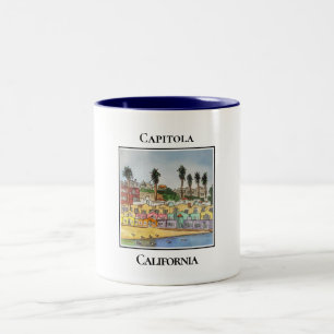 Hütten, hell gestrichen, Capitola, Kalifornien Zweifarbige Tasse