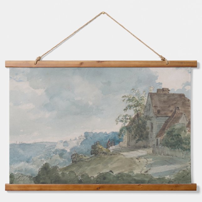 Hütten in einer Landschaft | William Henry Hunt Wandteppich Mit Holzrahmen (Vorne)