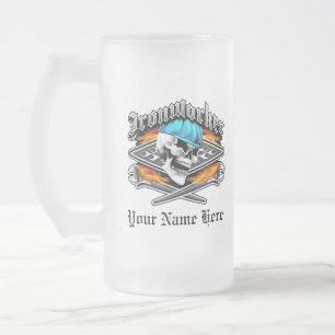 Hüttenarbeiter-Schädel und bohren Schlüssel Mattglas Bierglas