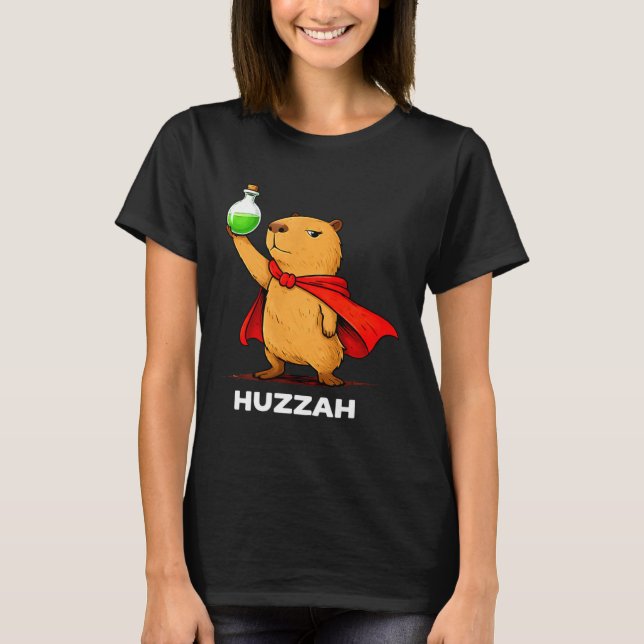 Huzzah Capybara Alchemist lustiges Potion Meme Nov T-Shirt (Vorderseite)