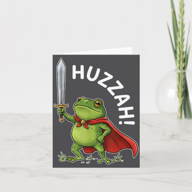 Huzzah Frog Knight Funny Sword Meme Frog Quote Men Karte (Vorderseite)