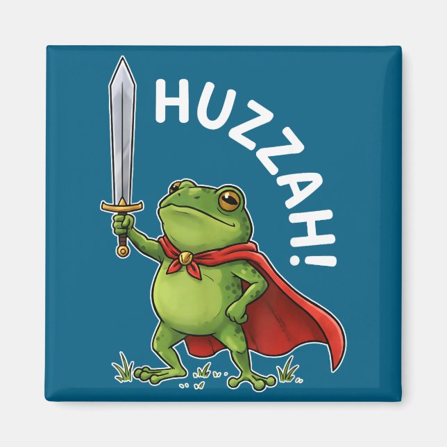 Huzzah Frog Knight Funny Sword Meme Frog Quote Men Magnet (Vorne)