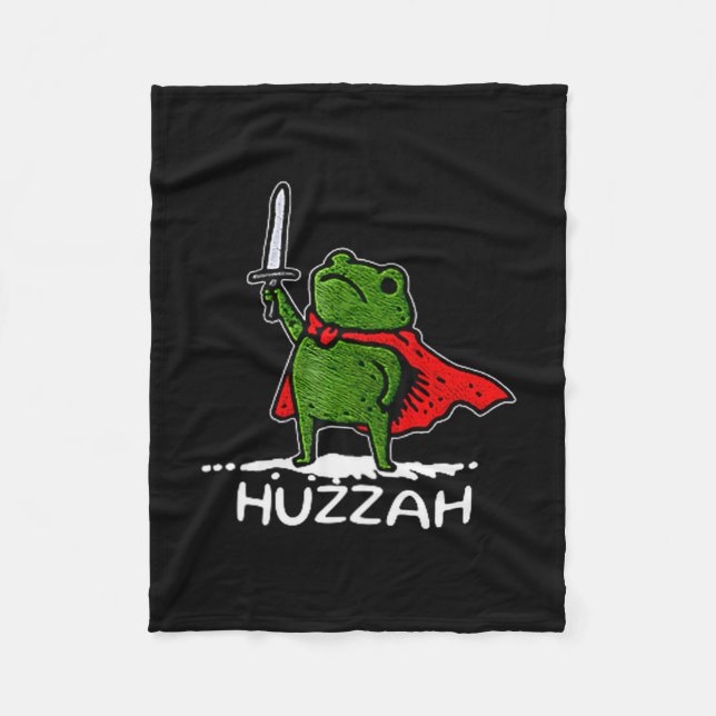 Huzzah Frog Knight Funny Sword Meme Quote  Fleecedecke (Vorderseite)