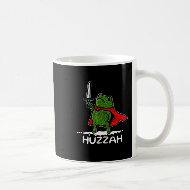 Huzzah Frog Knight Funny Sword Meme Quote  Kaffeetasse (Rechts)
