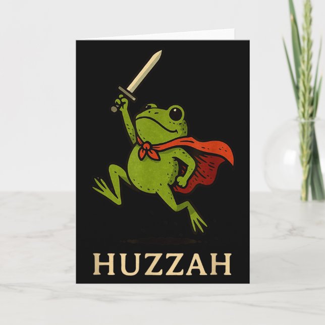 Huzzah Frog Knight Funny Sword Meme Quote  Karte (Vorderseite)