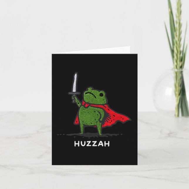 Huzzah Frog Knight Funny Sword Meme Quote  Karte (Vorderseite)